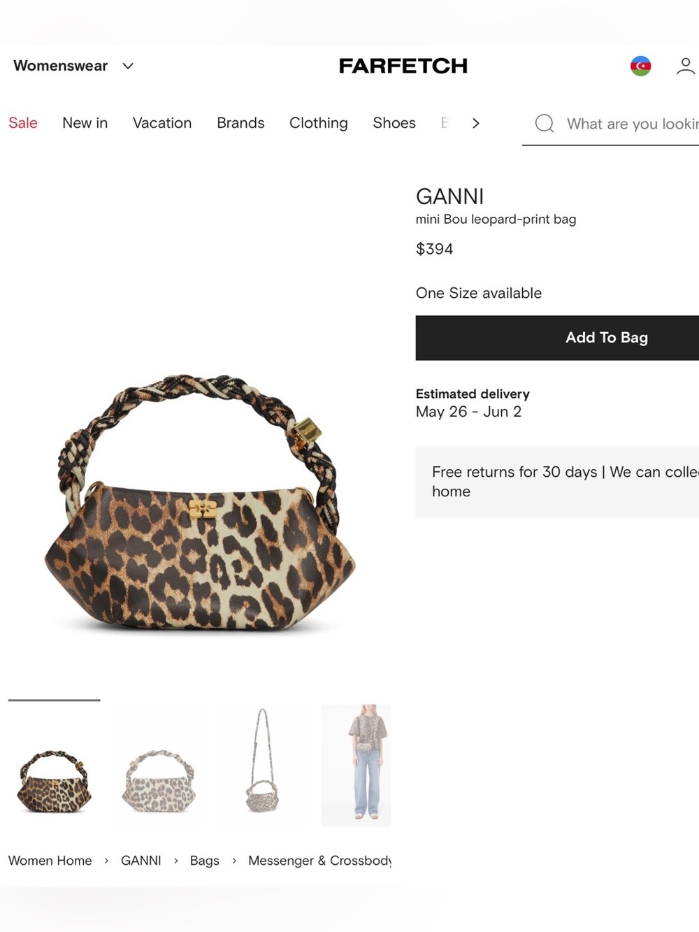 Ganni Leopard Mini Top-Handle Bag - Picture 8 of 8